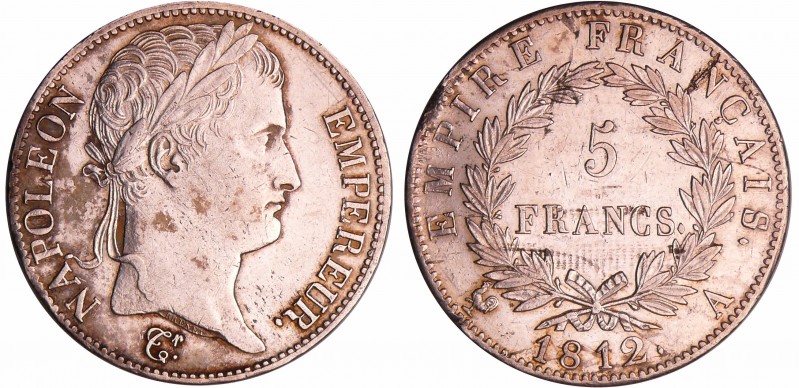 Napoléon 1er (1804-1814) - 5 francs revers empire 1812 A (Paris)
TTB+
Ga.584-F...