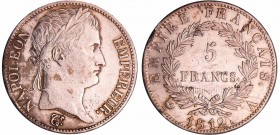 Napoléon 1er (1804-1814) - 5 francs revers empire 1812 A (Paris)
TTB+
Ga.584-F.307
Ar ; 24.78 gr ; 37 mm
Traces de nettoyage.