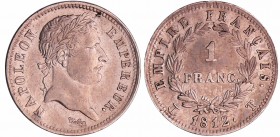 Napoléon 1er (1804-1814) - 1 franc revers empire 1812 T (Nantes)
R SUP+
Ga.447-F.205
Ar ; 4.99 gr ; 23 mm
Exemplaire de qualité supérieure à celui...