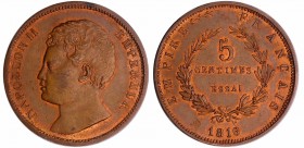Napoléon II - 5 centimes 1816 Essai
RR SUP+
Ga.133-Maz.643
Br ; 6.07 gr ; 28 mm
