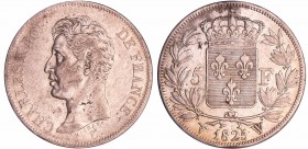 Charles X (1824-1830) - 5 francs 1er type 1825 W (Lille)
TTB+
Ga.643-F.310
Ar ; 24.78 gr ; 37 mm