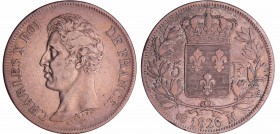 Charles X (1824-1830) - 5 francs 1er type 1826 M (Toulouse)
TTB
Ga.643-F.310
Ar ; 24.84 gr ; 37 mm