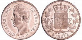 Charles X (1824-1830) - 5 francs 2ème type 1827 A (Paris)
SUP+
Ga.644-F.311
Ar ; 24.92 gr ; 37 mm