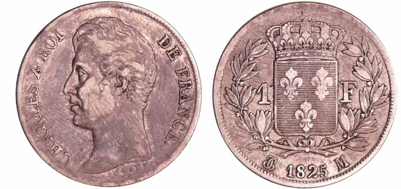 Charles X (1824-1830) - 1 franc 1825 M (Toulouse)
TTB
Ga.450-F.207
Ar ; 4.92 ...