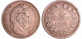 Louis-Philippe Ier (1830-1848) - 5 francs tête laurée 2ème type 1832 L (Bayonne)
TTB
Ga.678-F.324
Ar ; 24.80 gr ; 37 mm