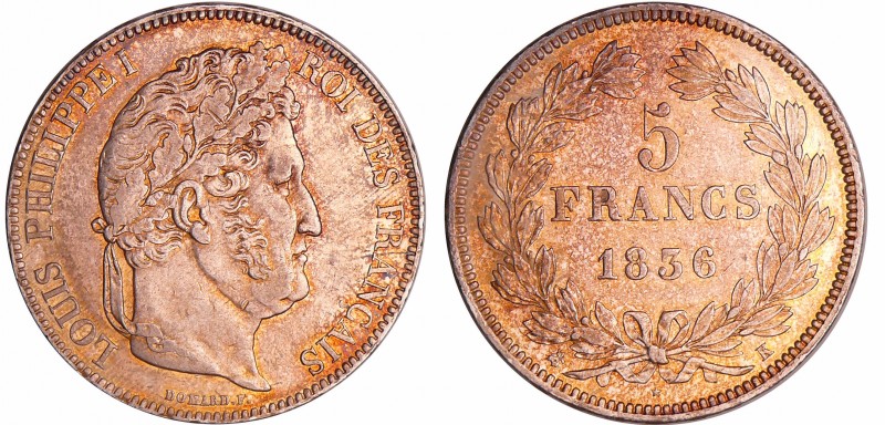 Louis-Philippe Ier (1830-1848) - 5 francs tête laurée 2ème type 1836 K (Bordeaux...