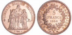 Deuxième république (1848-1852) - 5 francs Hercule 1848 A (Paris)
SUP+
Ga.683-F.326
Ar ; 25.08 gr ; 37 mm