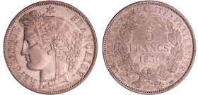 Deuxième république (1848-1852) - 5 francs Cérès 1850 A (Paris)
SUP
Ga.719-F.327
Ar ; 24.97 gr ; 37 mm