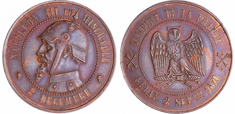 Napoléon III - Médaille au module de la 10 centimes, Capitulation de Sedan 1870...