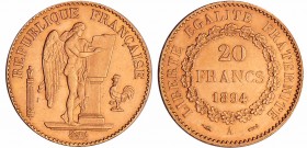 Troisième république (1871-1940) - 20 francs Génie 1894 A (Paris)
SUP+
Ga.1063-F.533
Au ; 6.45 gr ; 21 mm