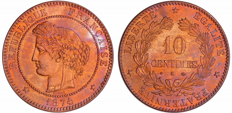 Troisième république (1871-1940) - 10 centimes Cérès 1874 K (Bordeaux)
SPL
Ga....