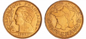 Troisième république (1871-1940) - 100 francs or 1929 concours de Delamarre
FDC
Maz.2535a-EMPF 279.4
Br-Al ; 3.38 gr ; 21 mm
