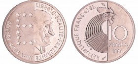 Cinquième république (1959- ) - 10 francs Shuman 1986 argent
FDC
Ga.825
Ar ; 6.95 gr ; 21 mm