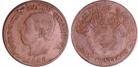 Cambodge - Norodom 1er (1860-1904) - 10 centimes 1860 (émission de Phnom Penh 1899)
TTB
Lecompte.23
Br ; 10.14 gr ; 30 mm