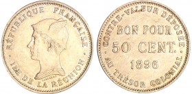 Réunion - 50 centimes 1896
SUP
Lecompte.41
Cu-Ni ; 2.49 gr ; 22 mm