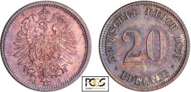 Allemagne - 20 pfennig 1876 G
PCGS MS 67
AKS.8
Ar ; 1.10 gr ; 17 mm