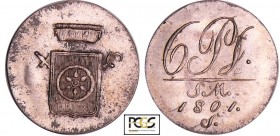 Allemagne - Erfurt, stadt - Johann Friedrich (1596-1634) - 6 pfennig 1801
PCGS MS 64
Leitzmann 759
Bill ; 1.01 gr ; 17 mm