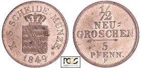 Allemagne - Sachsen - Friedrich August II (1836-1854) - 1/2 neugroschen 1849 F
PCGS MS 65
AKS.108
Bill ; 1.08 gr ; 15 mm