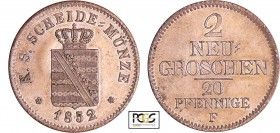 Allemagne - Sachsen - Friedrich August II (1836-1854) - 2 neugroschen 1852 F
PCGS MS 64
AKS.106
Bill ; 2.95 gr ; 21 mm