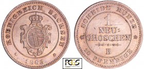 Allemagne - Sachsen - Johann (1854-1873) - Neugroschen 1865 B
PCGS MS 65
AKS.147
Bill ; 2.11 gr ; 18 mm