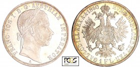 Autriche - Franz Joseph (1850-1898) - Florin 1860 A
PCGS MS 64
KM#2219
Ar ; 12.35 gr ; 29 mm
PCGS #31758925.