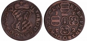 Belgique - Principauté de Liége - Jean Théodore de Bavière (1744-1763) - Liard 1752
TTB
Chestret.683
Cu ; 4.03 gr ; 24 mm