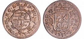 Belgique - Principauté de Liége - Jean Théodore de Bavière (1744-1763) - Plaquette 1751
SUP
Chestret.682-Dengis.1174
Ar ; 2.23 gr ; 22 mm