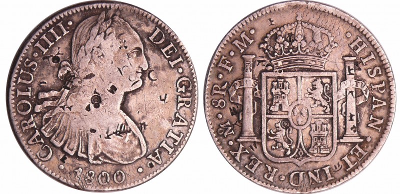 Chine - Carlos IIII (1788-1808) - 8 reales 1800 contremarqué
TB+
--
Ar ; 26.7...