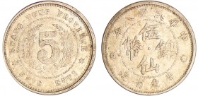 Chine - Province de Kwangtung - 5 cents 1919
SUP
KM.420
Ni ; 2.65 gr ; 19 mm