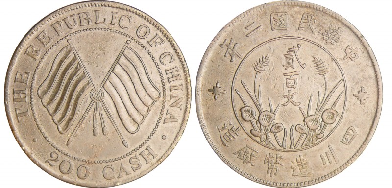 Chine (République) - Province de Szechuan - 200 cash 1913
TTB+
KM-Y459a
Cu ; ...