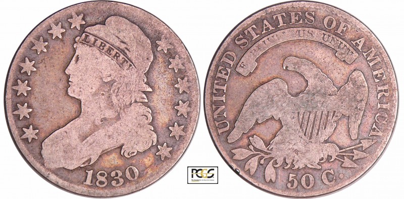 Etats-Unis - Half dollars Capped Bust 1830
PCGS G 04
KM#203
Ar ; 24.13 gr ; 3...