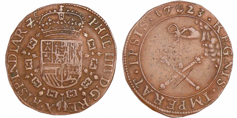 Pays-Bas méridionaux - Jeton - Philippe IV, 1623 Anvers
TTB
Dugn.3803
Cu ; 6....
