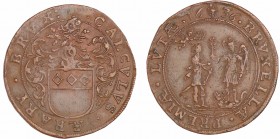 Pays-Bas méridionaux - Jeton - Claude Van der Eycken, trésorier de Bruxelles, 1636 Bruxelles
TTB+
Dugn.3908
Cu ; 6.65 gr ; 29 mm