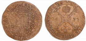 Duché du Brabant Duché - Charles II (1665-1700) - Jeton - Bureau des Finances, 1677 Anvers
TTB
Dugn.4378
Cu ; 6.29 gr ; 29 mm