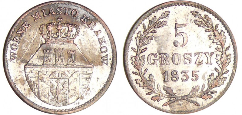 Pologne - Cité de Krakow - 5 groszy 1835 (Vienne)
SUP+
KM.11
Ar ; 1.47 gr ; 1...