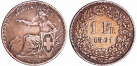 Suisse - 1 franc 1861
SUP
KMZ.2-1203
Ar ; 4.88 gr ; 23 mm
