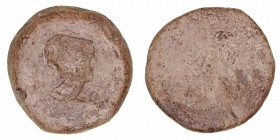 Serie de Atenea y la Victoria 
Plomo monetiforme. PB. A/Cabeza de Palas-Atenea con casco a der. R/Victoria avanzando a la izq. 82.16g. CCP.1. BC/RC.