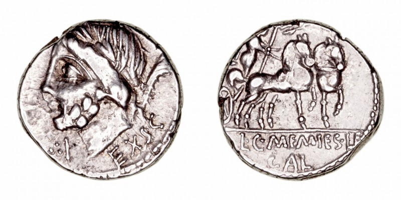 Memmia
Denario. AR. Roma. (87 a.C.). A/Cabeza de Saturno a izq., detrás arpa, d...