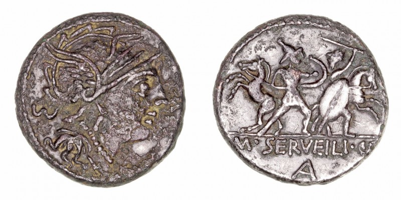 Servilia
Denario. AE. Norte de Italia. (100 a.C.). Forrado. A/Cabeza de Roma a ...
