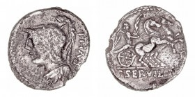 Servilia
Denario. AE. Norte de Italia. (100 a.C.). Forrado. 3.48g. (FFC.1119). (BC).
