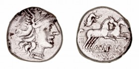 Spurilia
Denario. AR. Roma. (139 a.C.). A/Cabeza de Roma a der., detrás X. R/Diana con látigo y creciente en biga a der., debajo A· SPV(RI) y en exer...