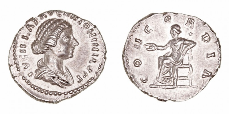 Lucila, esposa de L. Vero
Denario. AR. (161-169). A/Busto drapeado a der., alre...