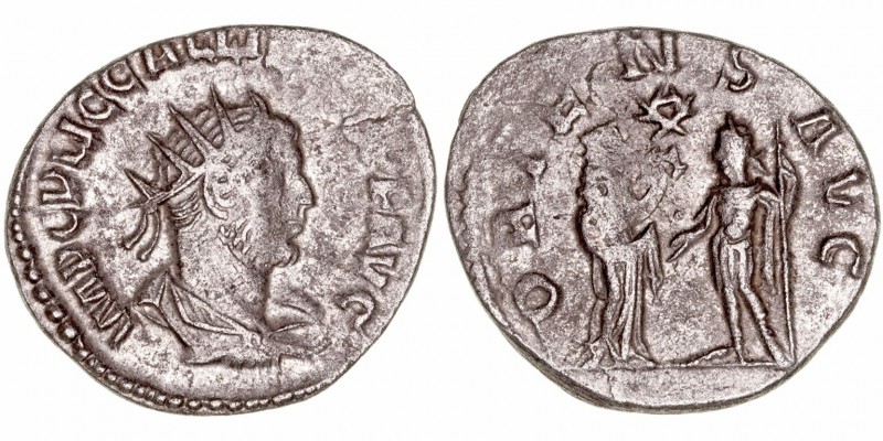 Galieno
Antoniniano. VE. (253-268). R/ORIENS AVG. Deidad torreada frente a Gali...