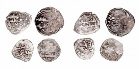 Fatimidas
Fracción de Dírhem. AR. (386-411 H.). Lote de 4 monedas. BC a BC-.