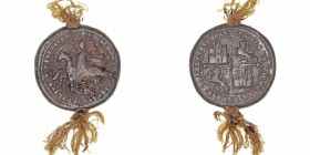 Corona Castellano Leonesa
Alfonso XI
(1312-1350). Sello pendiente en plomo (con fragmentos de cordón original). A/S: ALFONSY: ILVSTRUS: REGIS: CASTE...