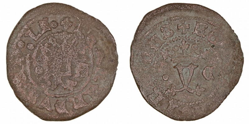 Reyes Católicos
Blanca. AE. Cuenca. s/f. 1.15g. Cal.585. BC/BC+.