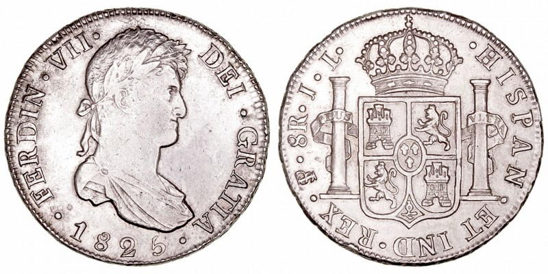 Fernando VII
8 Reales. AR. Potosí JL. 1825. 26.82g. Cal.1394 (2019). Rayitas. S...