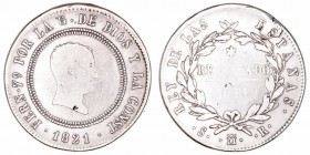 Fernando VII
10 Reales. AR. Madrid SR. 1821. 13.06g. Cal.1088 (2019). Hoja en reverso. (BC+).