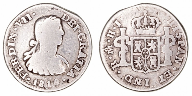 Fernando VII
1/2 Real. AR. Méjico HJ. 1810. 1.53g. Cal.392 (2019). Corte en cos...