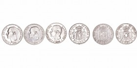 Alfonso XII
50 Céntimos. AR. Lote de 3 monedas. 1880 *8-0, 1881 *8-1 y 1885 *8-6. MBC-.